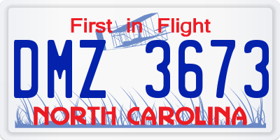 NC license plate DMZ3673