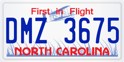 NC license plate DMZ3675