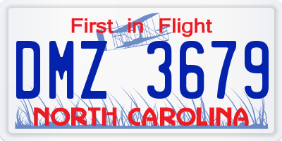 NC license plate DMZ3679