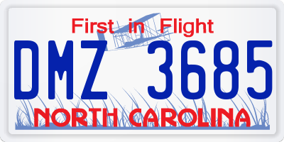 NC license plate DMZ3685