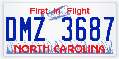NC license plate DMZ3687