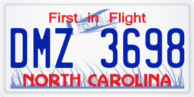 NC license plate DMZ3698