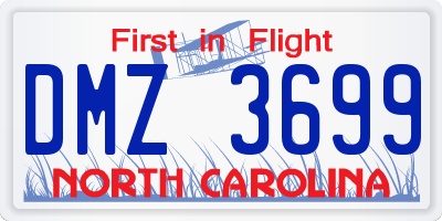 NC license plate DMZ3699