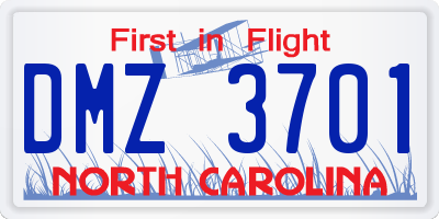 NC license plate DMZ3701