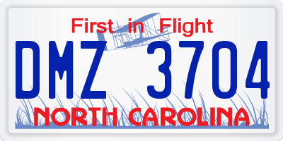 NC license plate DMZ3704