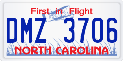 NC license plate DMZ3706