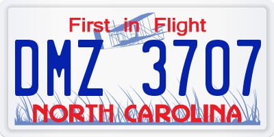 NC license plate DMZ3707