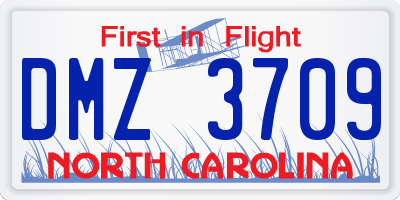 NC license plate DMZ3709