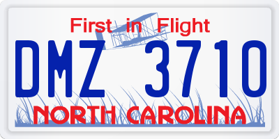 NC license plate DMZ3710