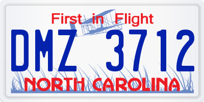 NC license plate DMZ3712