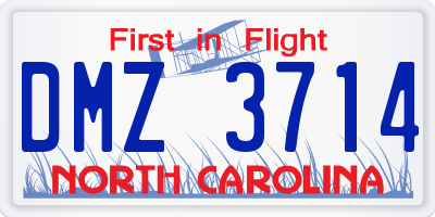 NC license plate DMZ3714