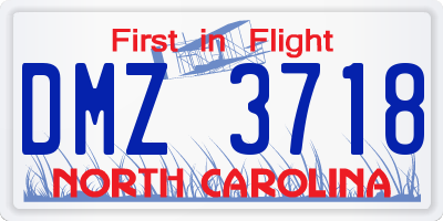 NC license plate DMZ3718