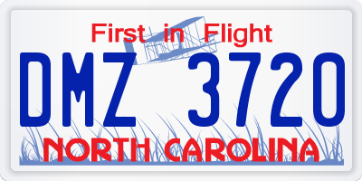 NC license plate DMZ3720