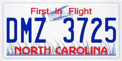 NC license plate DMZ3725