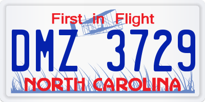 NC license plate DMZ3729