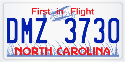 NC license plate DMZ3730