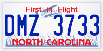 NC license plate DMZ3733