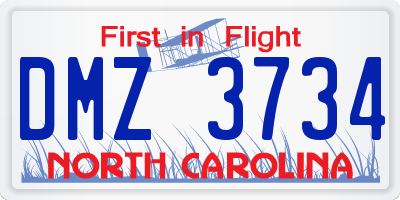 NC license plate DMZ3734