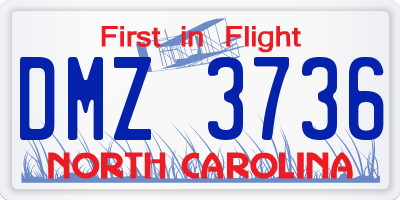 NC license plate DMZ3736