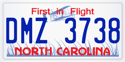 NC license plate DMZ3738
