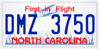 NC license plate DMZ3750