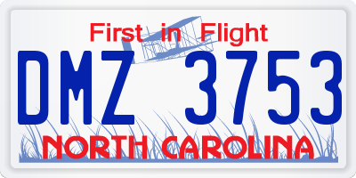 NC license plate DMZ3753