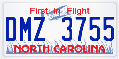 NC license plate DMZ3755