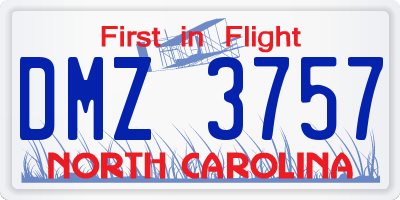 NC license plate DMZ3757
