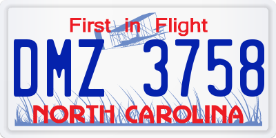 NC license plate DMZ3758