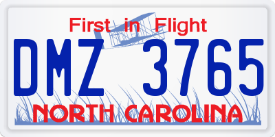 NC license plate DMZ3765