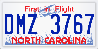NC license plate DMZ3767