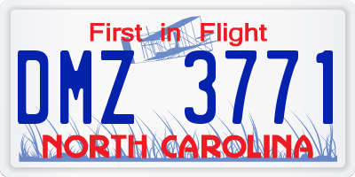 NC license plate DMZ3771