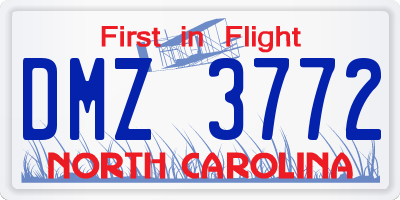 NC license plate DMZ3772