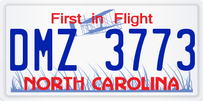 NC license plate DMZ3773