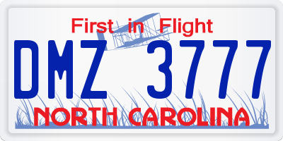 NC license plate DMZ3777