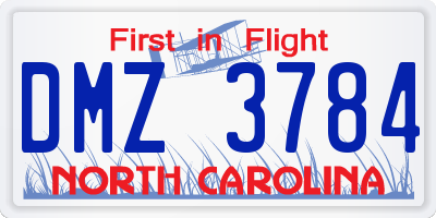 NC license plate DMZ3784