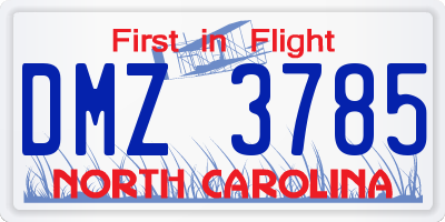 NC license plate DMZ3785