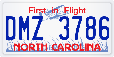 NC license plate DMZ3786