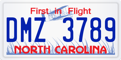 NC license plate DMZ3789