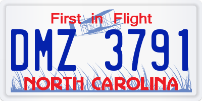 NC license plate DMZ3791