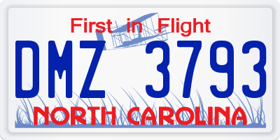 NC license plate DMZ3793