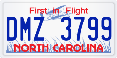 NC license plate DMZ3799