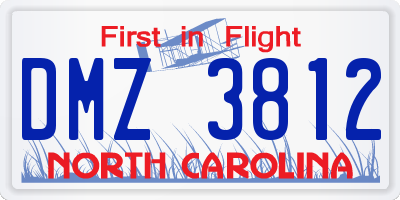 NC license plate DMZ3812