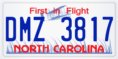 NC license plate DMZ3817
