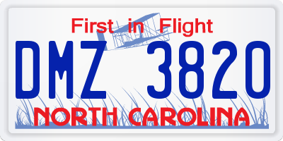 NC license plate DMZ3820