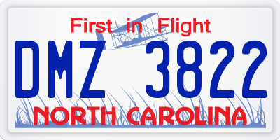 NC license plate DMZ3822