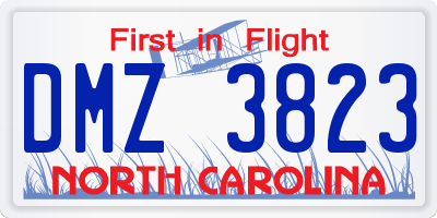 NC license plate DMZ3823