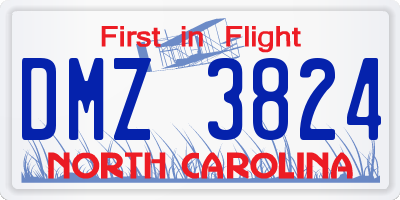 NC license plate DMZ3824