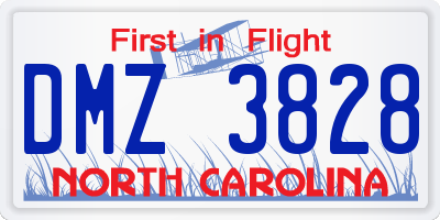 NC license plate DMZ3828