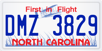 NC license plate DMZ3829